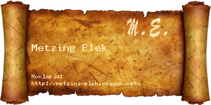 Metzing Elek névjegykártya